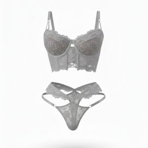 ست فانتزی نیم تنه فنر دار و شورت طوسی گلوریا 1212