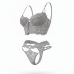 ست فانتزی نیم تنه فنر دار و شورت طوسی گلوریا 1212 - Image 2