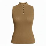 تاپ بافت زنانه مدل نگین دار کرم