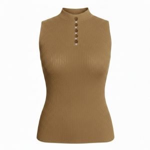 تاپ بافت زنانه مدل نگین دار کرم