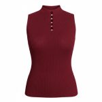 تاپ بافت زنانه مدل نگین دار زرشکی