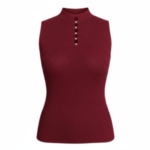 تاپ بافت زنانه مدل نگین دار زرشکی