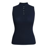 تاپ بافت زنانه مدل نگین دار سورمه ای