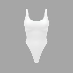 بادی نخی حلقه ای یقه گرد سفید مه جامه