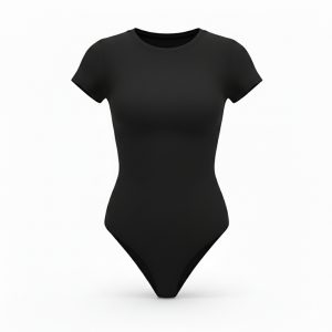 بادی نخی آستین کوتاه یقه گرد مشکی مه جامه