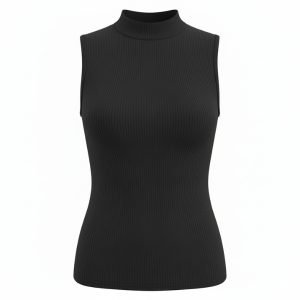 تاپ زنانه یقه سه سانت کبریتی مشکی