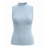 تاپ زنانه یقه سه سانت کبریتی آبی آسمانی