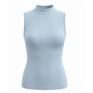 تاپ زنانه یقه سه سانت کبریتی آبی آسمانی