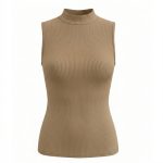 تاپ زنانه یقه سه سانت کبریتی قهوه ای