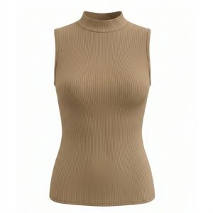 تاپ زنانه یقه سه سانت کبریتی قهوه ای