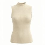 تاپ زنانه یقه سه سانت کبریتی کرم