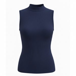 تاپ زنانه یقه سه سانت کبریتی سورمه ای