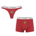 ست شورت کاپلی نخی طرح آواکادو قرمز