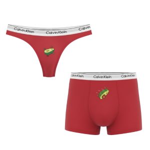 ست شورت کاپلی نخی طرح آواکادو قرمز