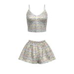 لباس خواب زنانه ساتن طرح یونی کورن با کش مو