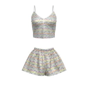 لباس خواب زنانه ساتن طرح یونی کورن با کش مو