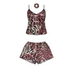 لباس خواب زنانه ساتن طرح پلنگی با کش مو