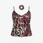 لباس خواب زنانه ساتن طرح پلنگی با کش مو - Image 2