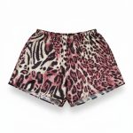 لباس خواب زنانه ساتن طرح پلنگی با کش مو - Image 3