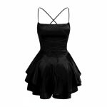 پیراهن عروسکی ساتن پشت بندی مشکی - Image 2