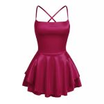 پیراهن عروسکی ساتن پشت بندی سرخابی