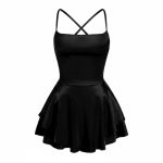 پیراهن عروسکی ساتن پشت بندی مشکی