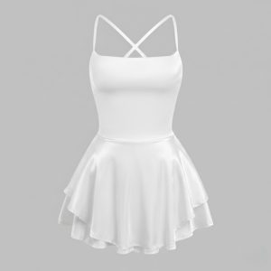 پیراهن عروسکی ساتن پشت بندی سفید