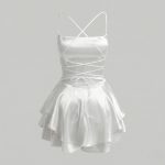 پیراهن عروسکی ساتن پشت بندی سفید - Image 2