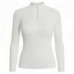 بافت آستین بلند نگین دار سفید