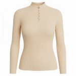 بافت آستین بلند نگین دار کرم