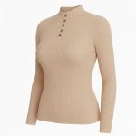 بافت آستین بلند نگین دار کرم - Image 2