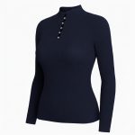 بافت آستین بلند نگین دار سورمه ای - Image 2