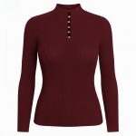 بافت آستین بلند نگین دار زرشکی