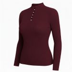 بافت آستین بلند نگین دار زرشکی - Image 2