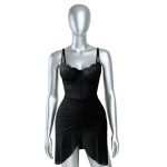 لباس خواب زنانه مدل پیراهن حریر دامن اسپانیایی 4233