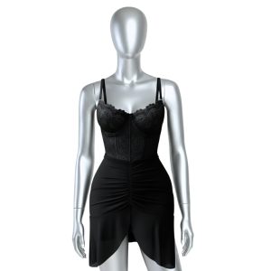 لباس خواب زنانه مدل پیراهن حریر دامن اسپانیایی 4233