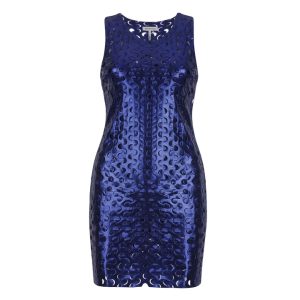 پیراهن زنانه فلسی مدل دیسکویی آبی کاربنی ویتاریتا