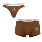 ست شورت کاپلی کبریتی طرح استیچ قهوه ای