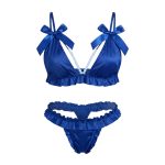 ست شورت و سوتین ساتن مرواریدی آبی فلور 2017