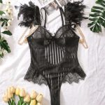 بادی فانتزی زنانه مدل پر دار راه راه 1044 - Image 5